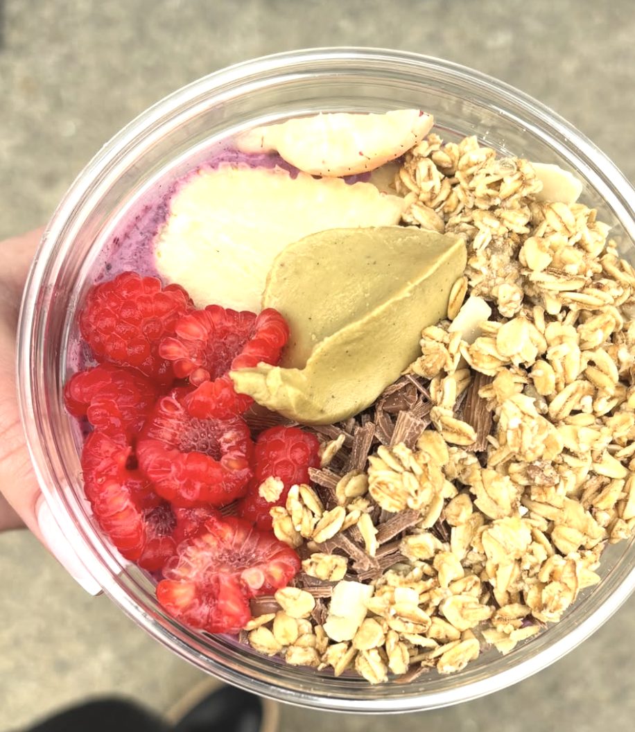 Raspberry and granola bowl